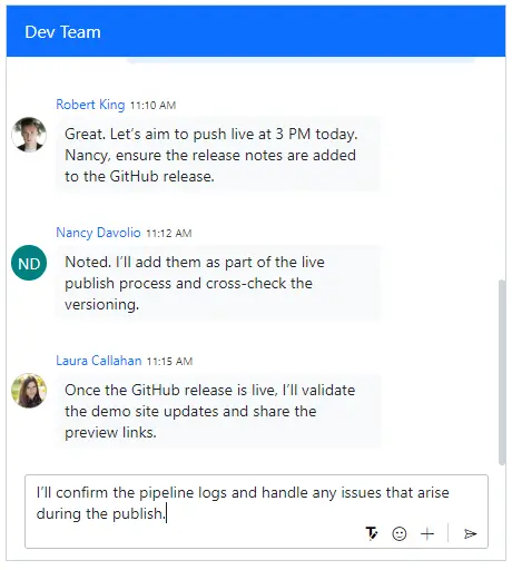Angular Chat UI footer template.