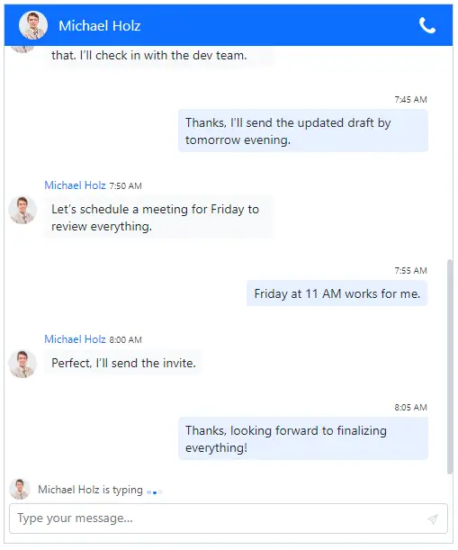 Angular Chat UI component.