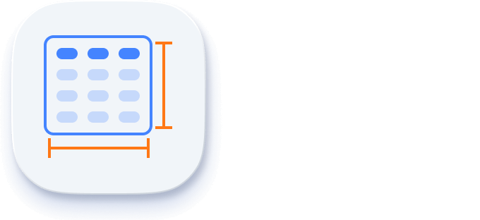 Width and height in Angular Grid.