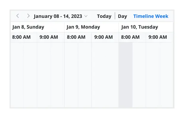 Illustration of setting start and end hours on Angular Scheduler.