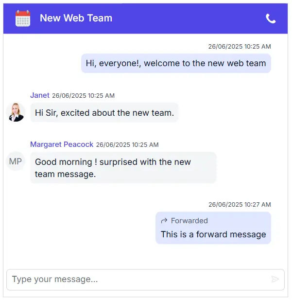 Blazor Chat UI forward message.