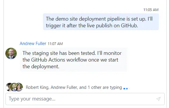 Blazor Chat UI typing indicator.
