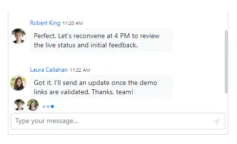 Blazor Chat UI typingusers template.