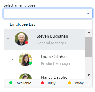 Blazor Dropdown Tree with header template.