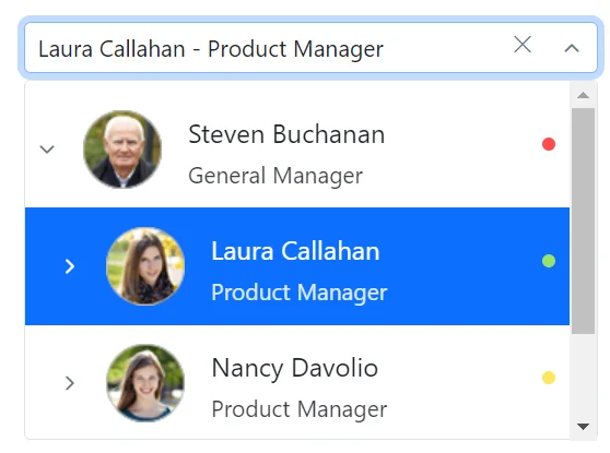 Blazor Dropdown Tree with value template