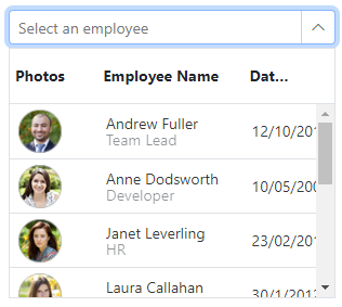 Styling Blazor MultiColumn ComboBox pop-up list with column template.
