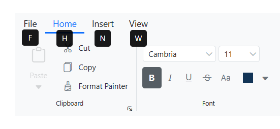 Blazor Ribbon keytips
