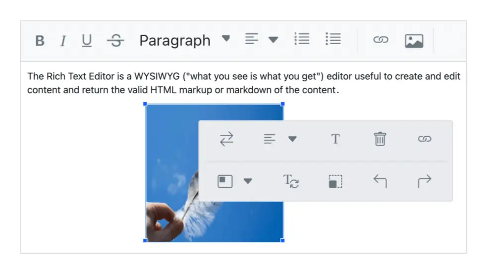 Blazor Rich Text Editor with quick toolbar.