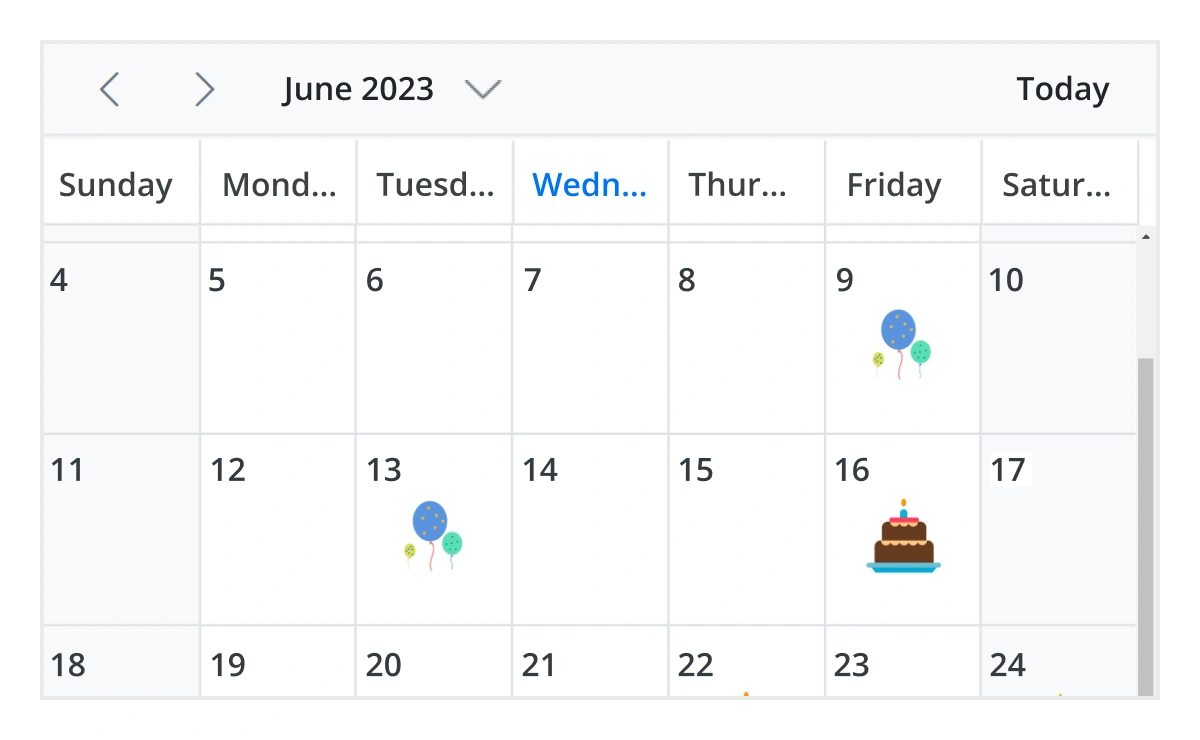 Illustration of cell customization with Blazor Scheduler component.