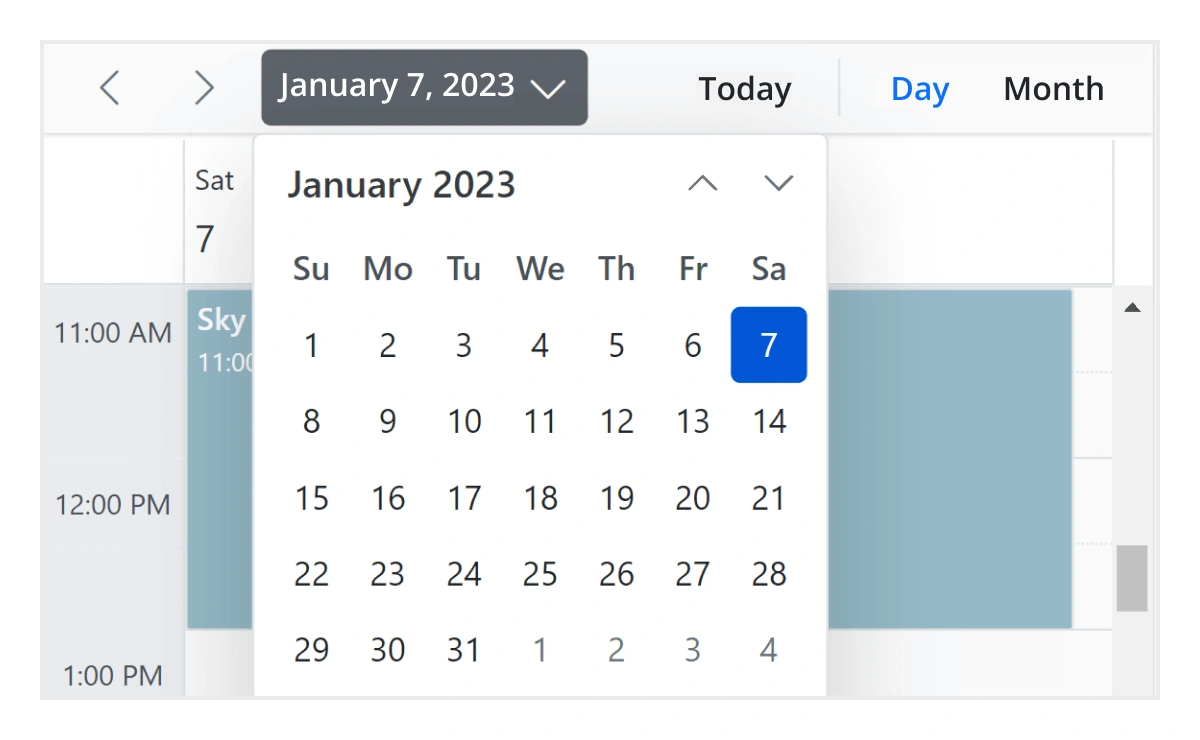 Navigation Options in Blazor Scheduler Component.