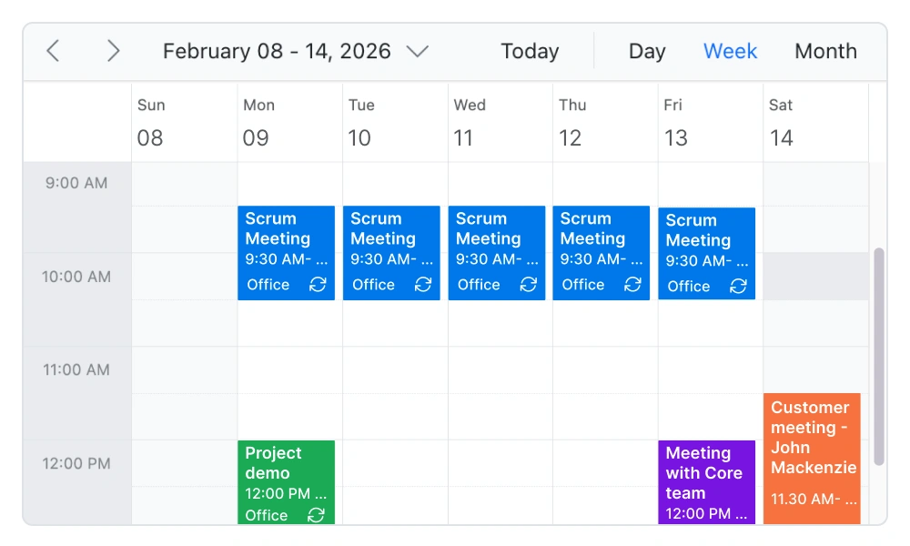 Recurring events in Blazor Scheduler.