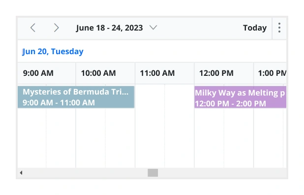 Illustration of working time of Blazor Scheduler component.