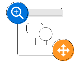 View a large diagram closely or farther away by zooming in and out in ASP.NET Web Forms Diagram Control