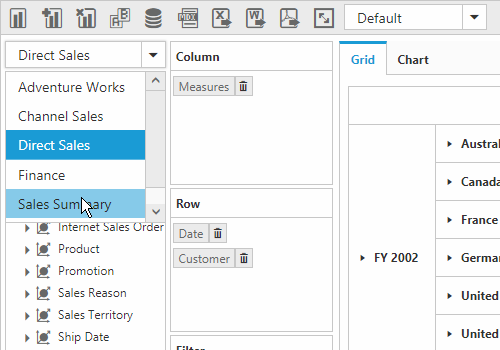 Cube browser in ASP.NET Web Forms Pivot and OLAP browser