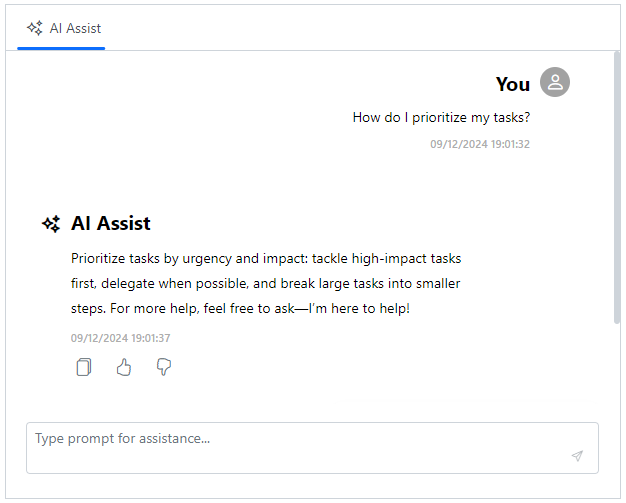 ASP.NET MVC AI AssistView prompt response item template