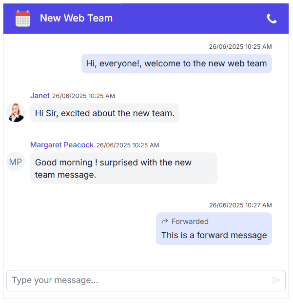 ASP.NET Core Chat UI forward message