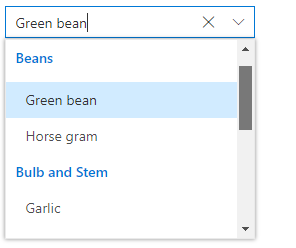 ASP.NET Core ComboBox Grouping of pop-up list items based on category