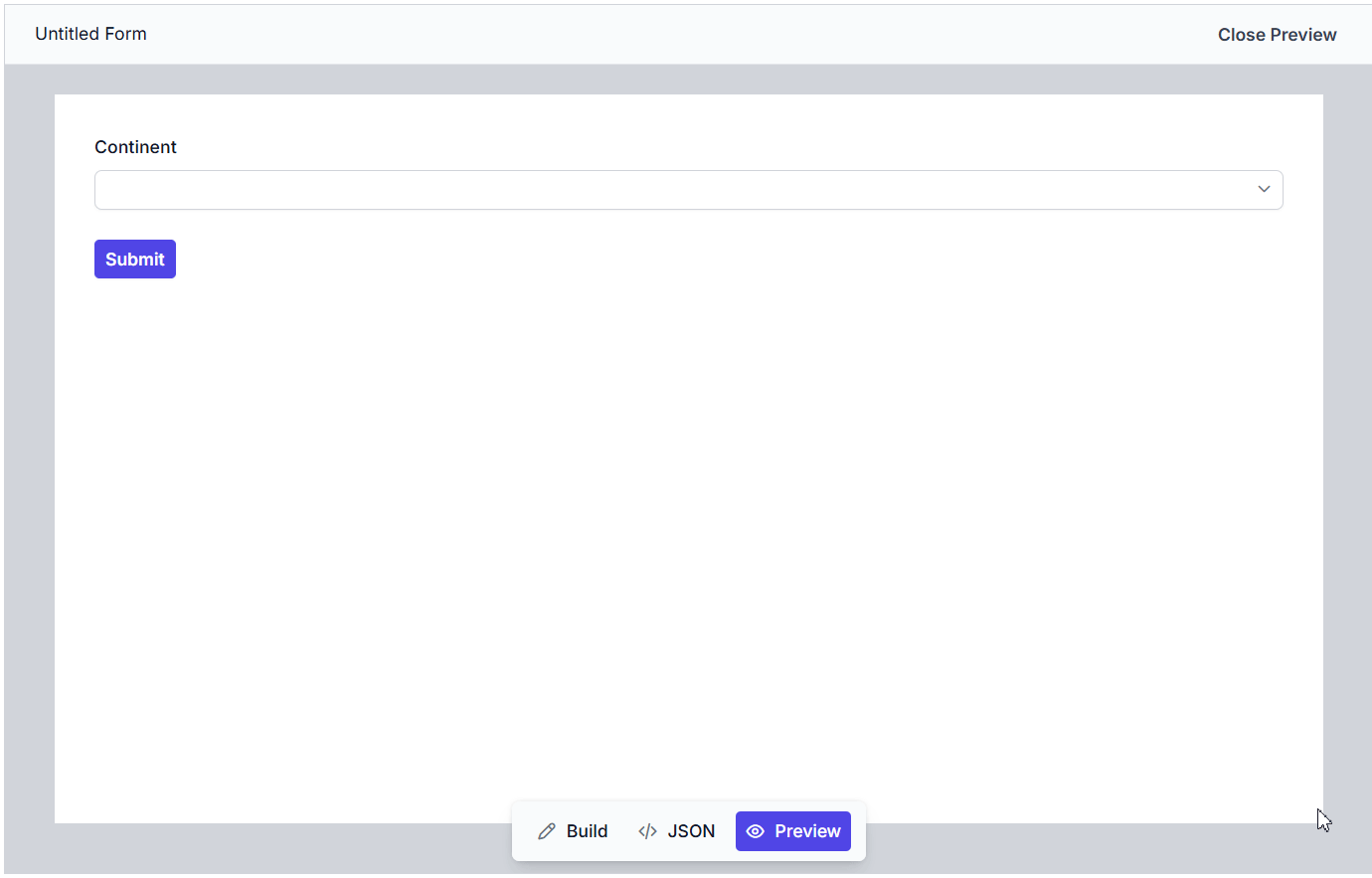 Previewing in ASP.NET Core Form Builder.