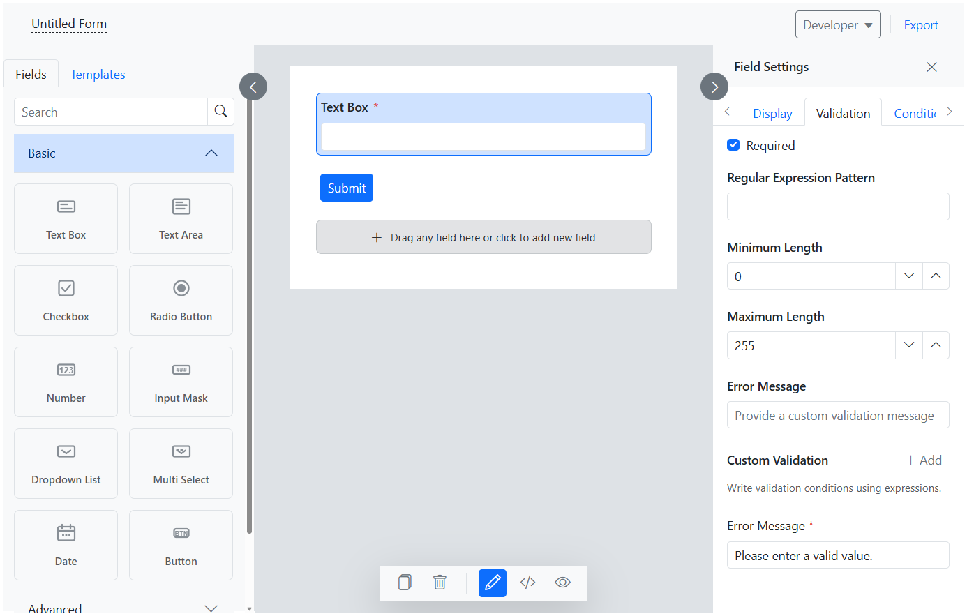 Validations in ASP.NET Core Form Builder.