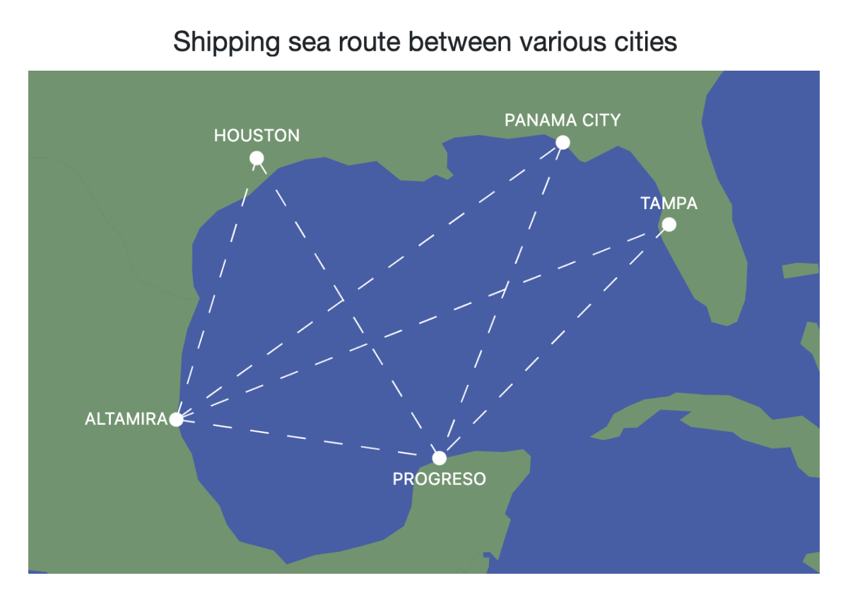 ASP.NET Core Maps rendered with navigation lines.