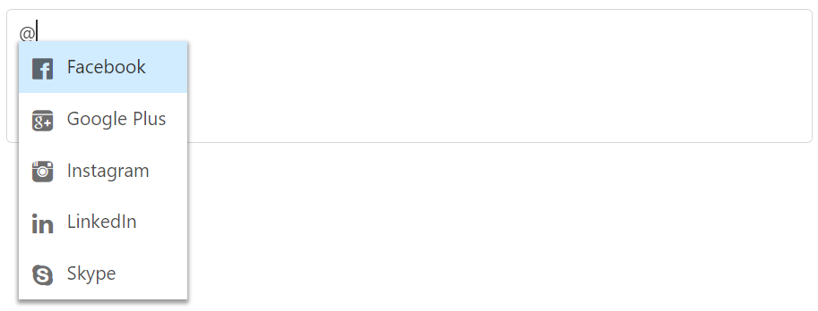 ASP.NET CORE Mention suggestions with icons