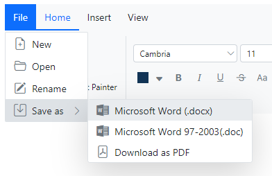 ASP.NET Core Ribbon file menu