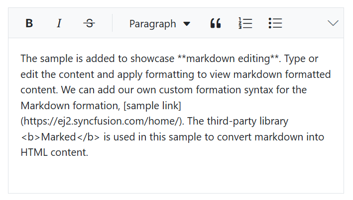 The ASP.NET Core markdown editor with expanded toolbar.