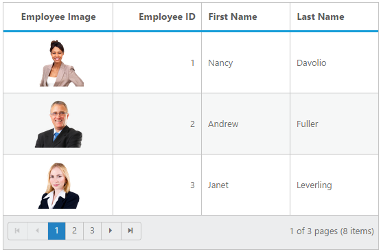 Shown a grid with template column