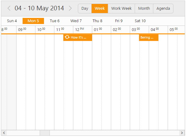 Scheduler orientation - Horizontal