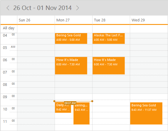 Scheduler orientation - Vertical