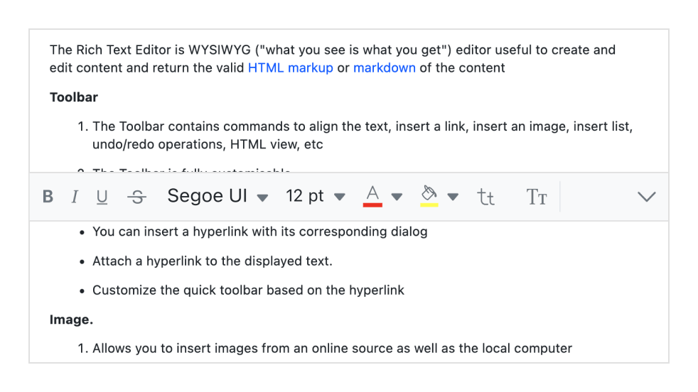 ASP.NET MVC WYSIWYG HTML editor Floating Toolbar