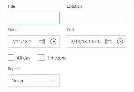 ASP NET MVC Scheduler default event editor