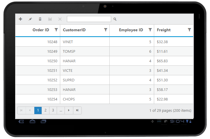 Grid in tablet layout