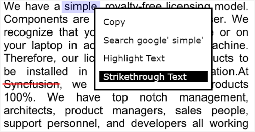 Strikeout unimportant text
