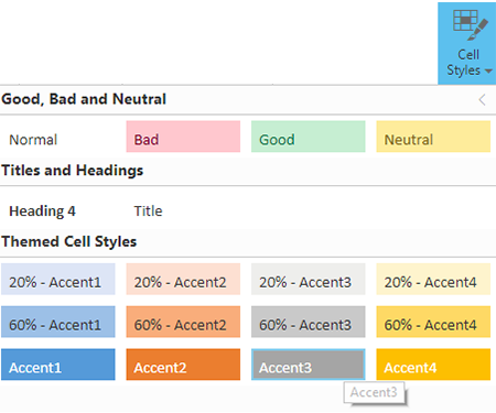 Table formats and built-in styles