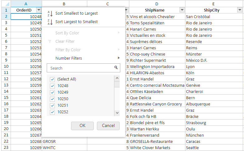 Sort and Filter in Spreadsheet