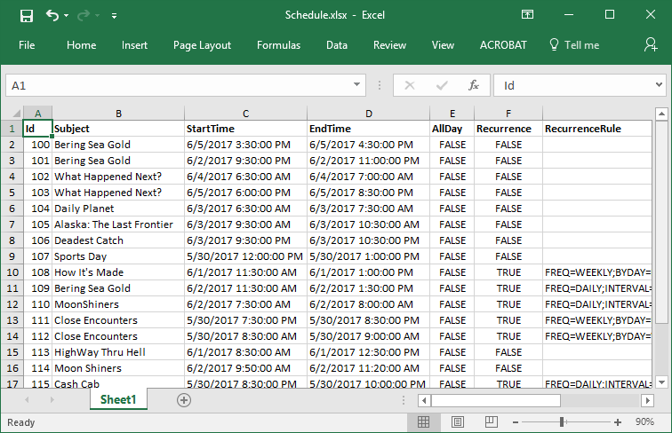 Scheduler provides support for Excel exporting
