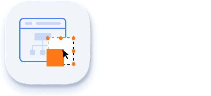 Select and resize nodes using handlers in Angular Diagram library.