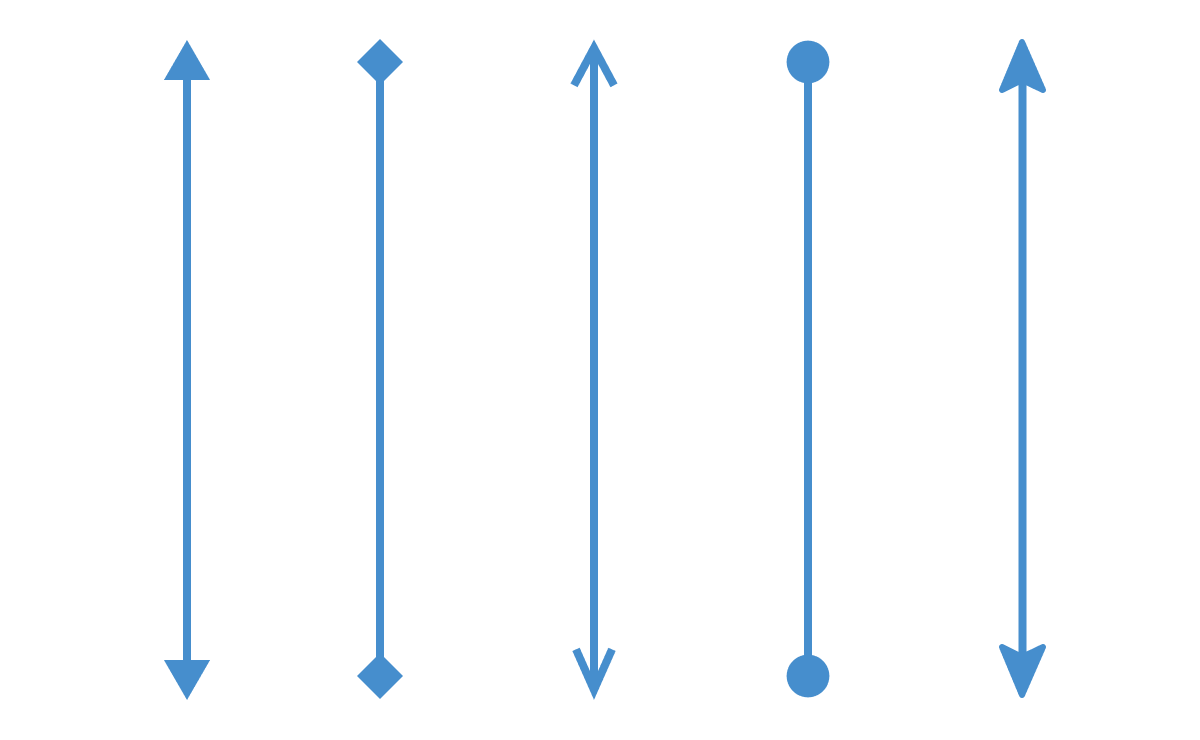 Predefined arrowheads in ASP.NET MVC Diagram control illustrate flow direction in the diagram