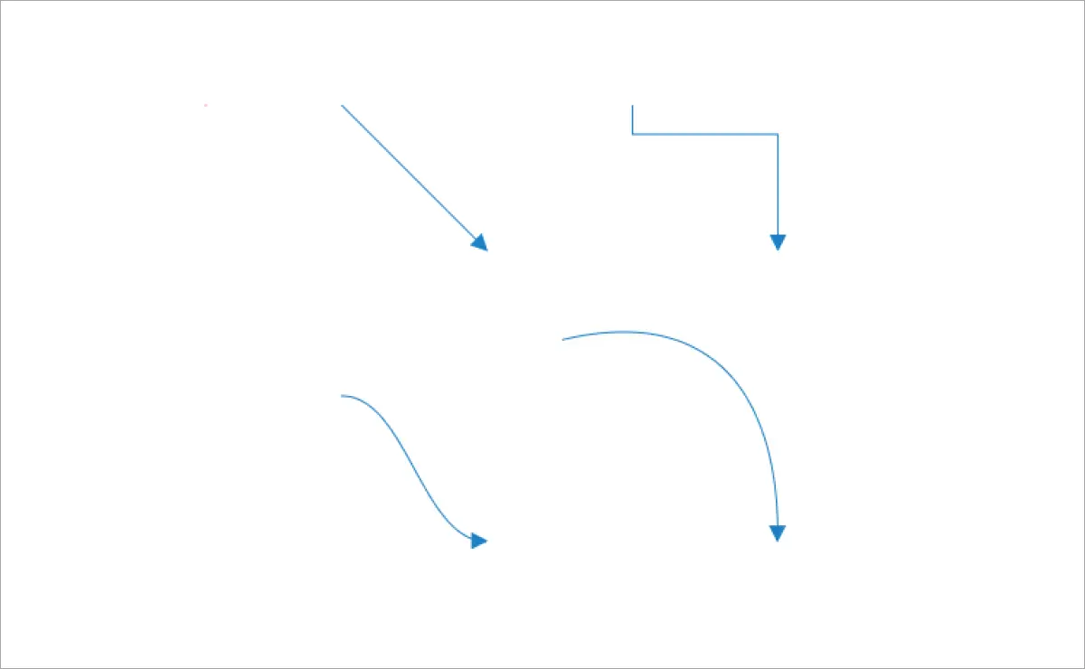 Different types of connectors available in Blazor Diagram component.