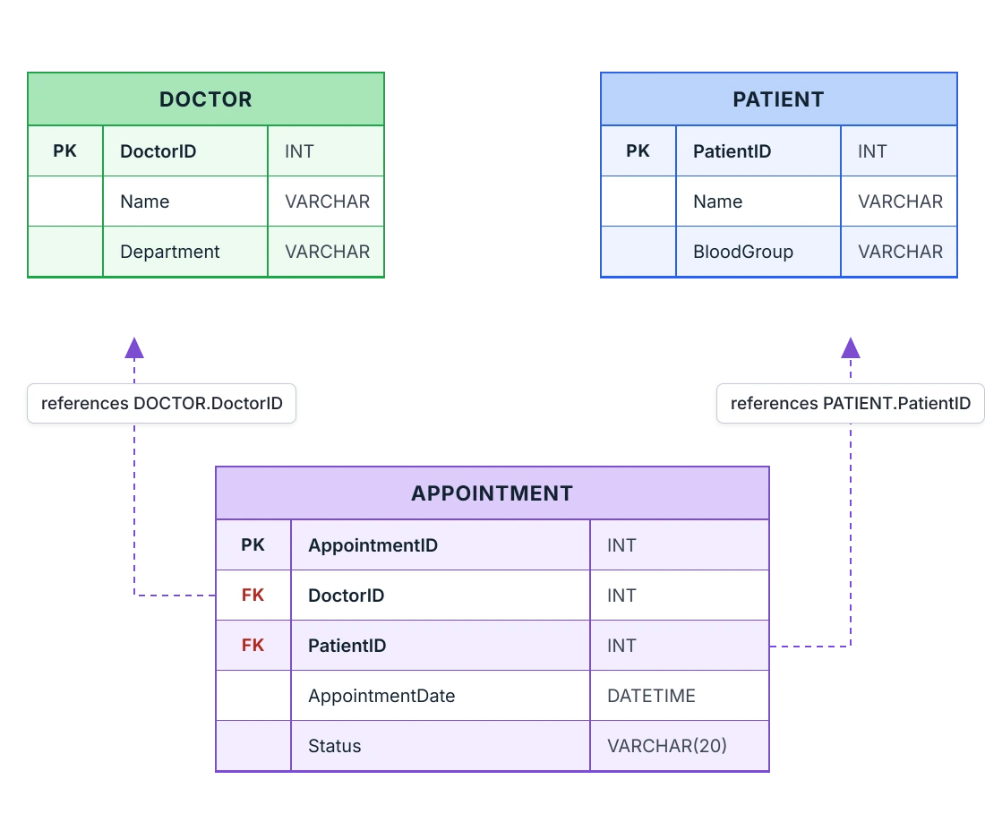 Entity fields showing a data type next to each field name, with alternating row colors