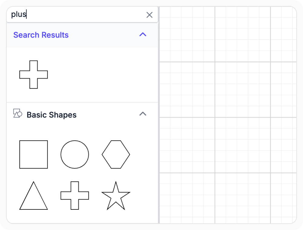 Search in React Diagram Symbol Palette