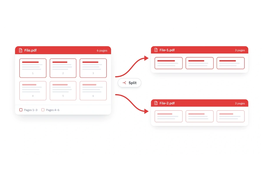 Split PDFs by Page, Range, or Bookmark.