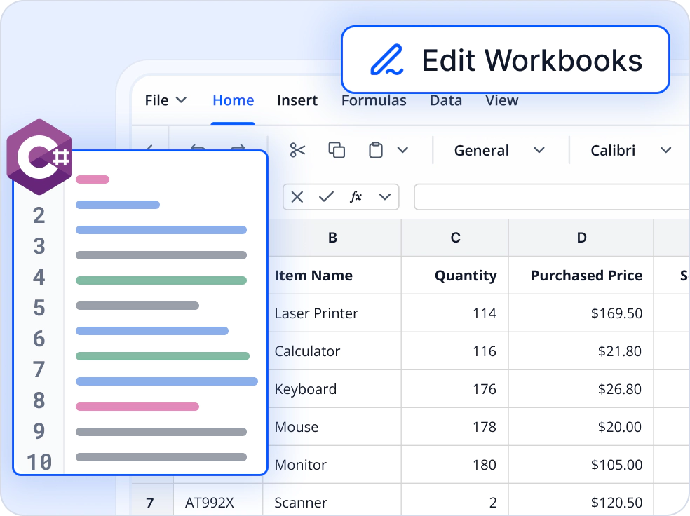 Edit existing workbooks.