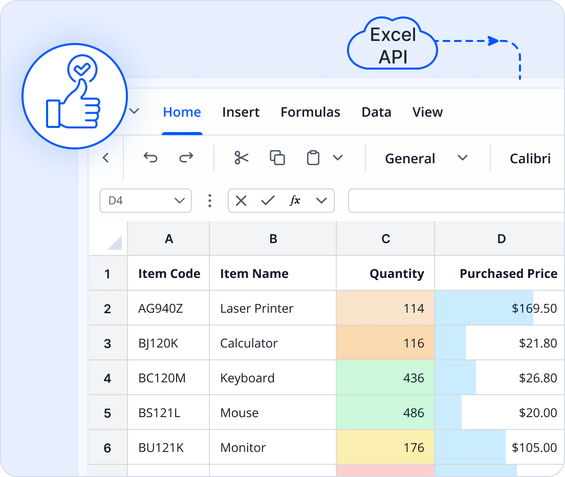 JavaScript Excel Library processing.