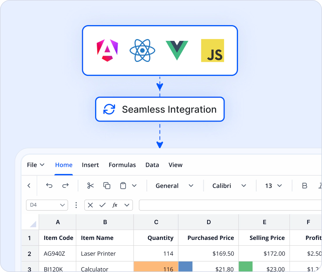 JavaScript Excel Library seamless integration.