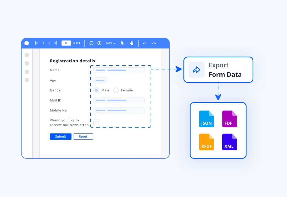 Extract form field data in JavaScript PDF.