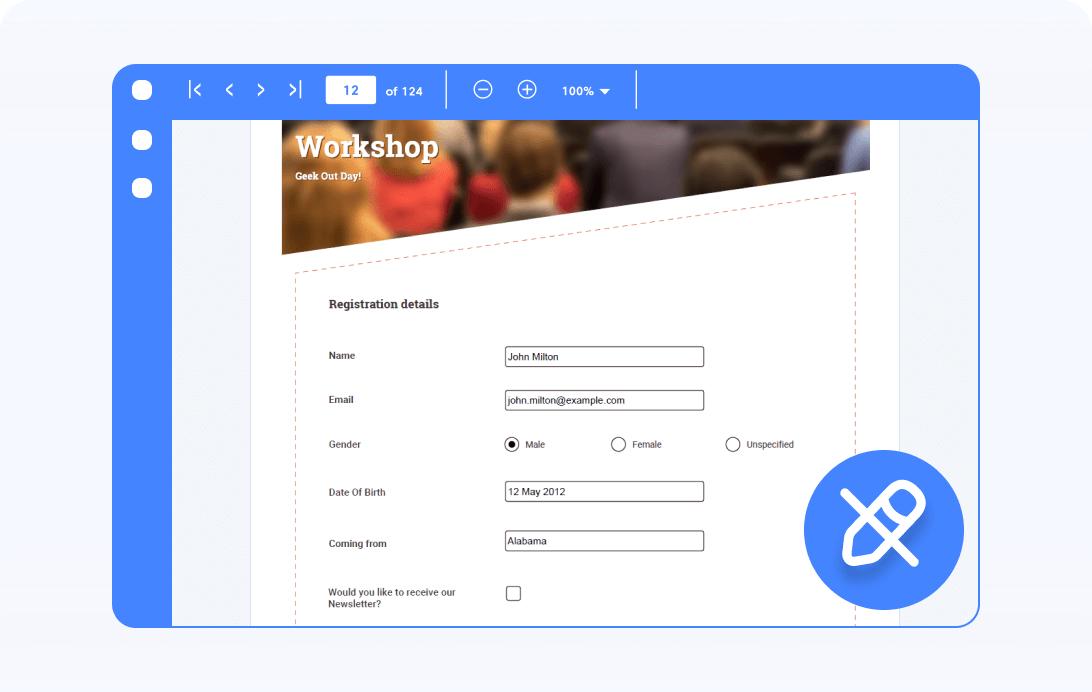 Flatten form fields in JavaScript PDF.