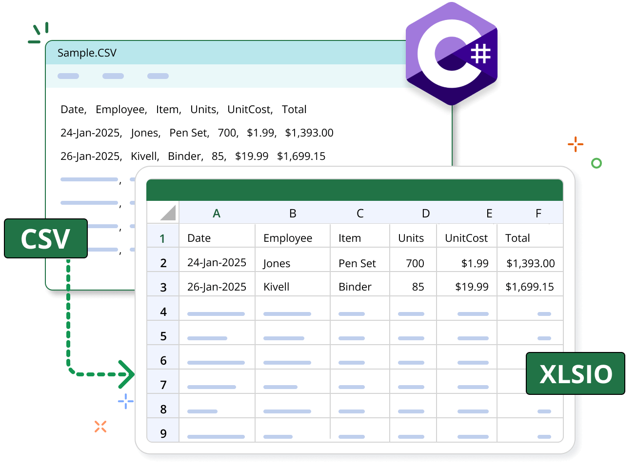 CSV to Excel Conversion in .NET Excel.