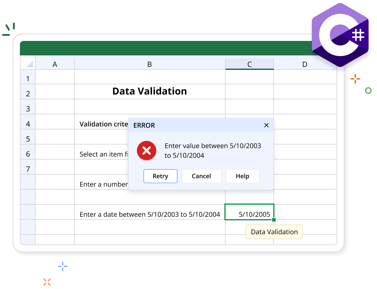 Data Validation in Excel documents | .NET Excel Library | Syncfusion